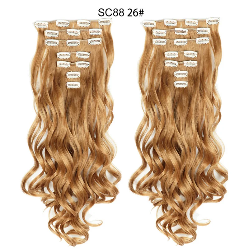 High Temperature Straight Hair Clip-in Wigs 16 Pieces Set Straight Hair Wig Accessories No Trace False Eyelashes Extensions