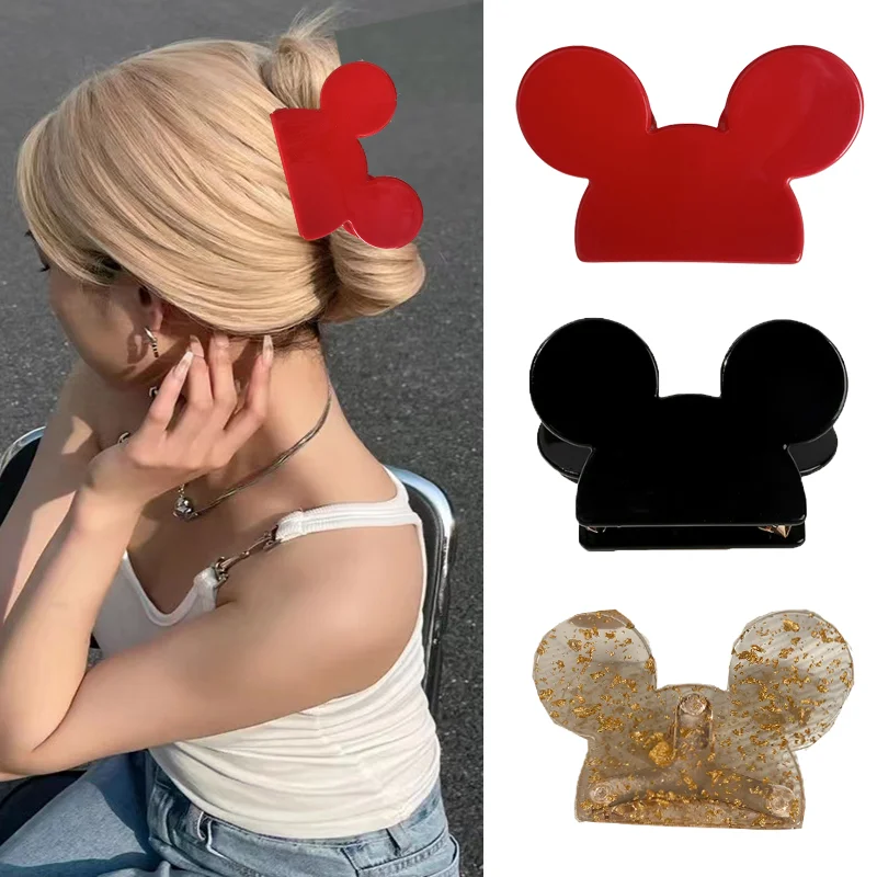 Muweordy Cartoon Mickey Acetate Hair Claw for Women Girls Popular Hair Catches Princess Crab Hair Clip Fashion Hair Accessories 1