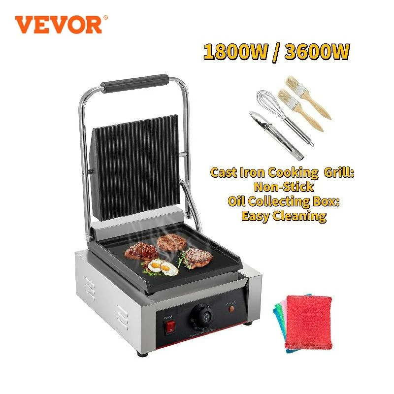 Papa ondernemer Bruin Vevor Elektrische Contact Grill Bakplaat Commerciële Panini Pers Grill Non  stick Voor Outdoor Camping Koken Sandwiches Steak Vlees|Elektrische Grill & Elektrische  Bakplaten| - AliExpress