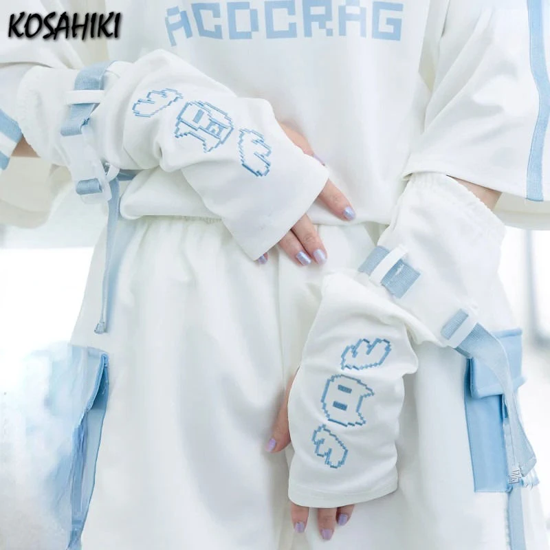 Fingerless Gloves Arm Sleeves Sunscreen Gloves Fashion Embroidery Cartoon Arm Warmer Bandage Fingerless Gloves Sun Protection Sleeves Mesh Spiderweb Thin Grunge Gothic Summer