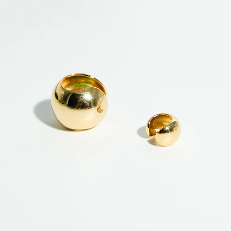 Peri'sBox Single Piece Solid Gold Color Earrings Without Piercing Metal Ball Chunky Cartilage Earrings Women Minimalist Ear Cuff