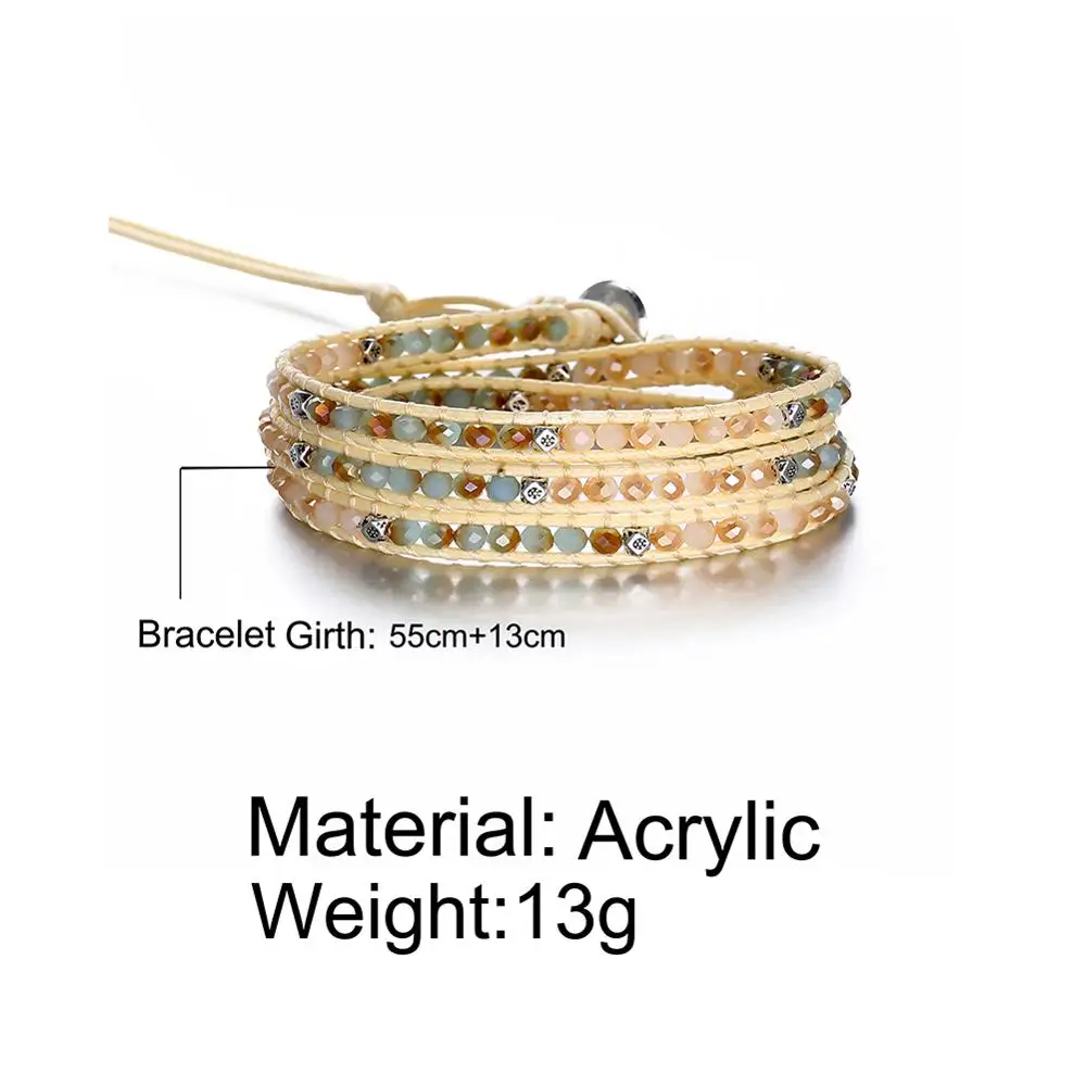 Boho Handmade Woven Stone Beads Bracelets Women Vintage Multi Layered Wrap Bracelet Armband Charm Bracelet Pulseras Mujer