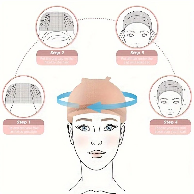 2개/가방, 상단 가발캡-베이지색, 직조 가발망, 탄성 메쉬 가발캡, 가발 제작에 적합,