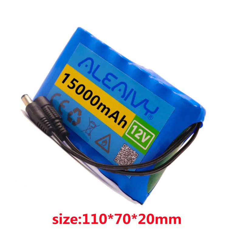 Nova Bateria Recarregável 12v 15000mah 18650 Capacidade do Bloco de Bateria de Lítio dc 12.6v 15ah Cctv Cam Monitor com Carregador - Image 2