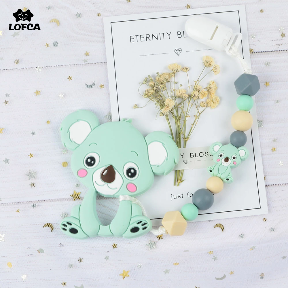 

LOFCA Baby Pacifier Clip Silicone Chewable Koala Pendant Teething Toys Cartoon Newborn Pacifier Chain Clip Holder Nipple Feeding