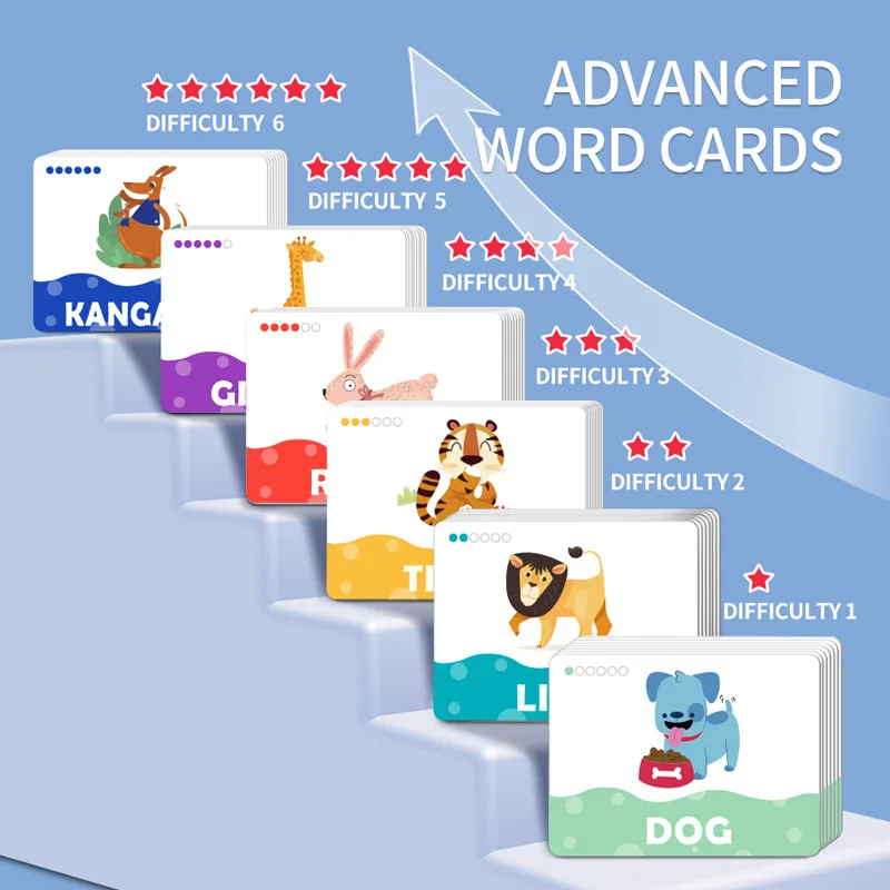 Wooden English word card matching magic box popular children's early education puzzle cartoon animal spelling toy 4