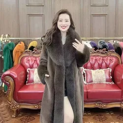 2024 Winter New Warm Imitate Mink Fur Grass Coat For Women Fur And Fur Integrated Fox Collar Mid Length Coat Trend Woolen Collar