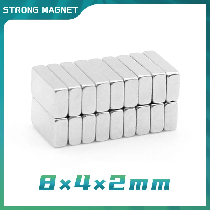 20/50/100/200/500 шт. 8X4X2 четырехъядерные мощные магниты N35 постоянный неодимовый магнит 8x4x2 мм маленький блок магнит 8*4*2 мм