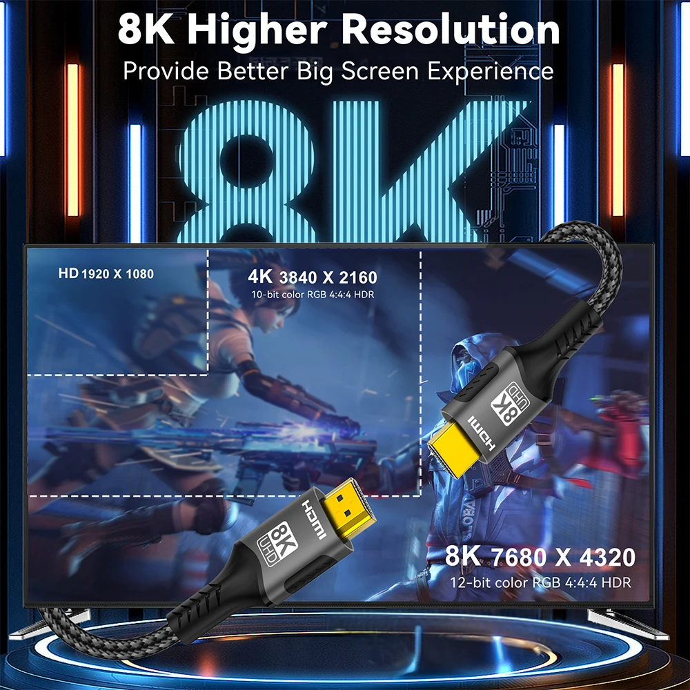 Premium HDMI 2.1 Cable with Copper Core – 8K HDR, Ultra High Definition (5m)