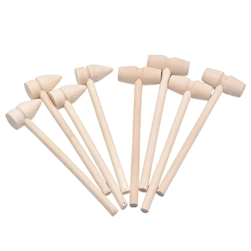 

3pcs/Set Mini Wooden Hammer Toy DIY Handmade Toys Crafts Wood Mallets Baby Beat Educational Toys Kids Pretend Toys Baking Tools