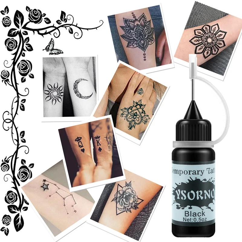 Tattoo Ink 10Ml Semi-Permanent Tattoo Ink Paste for Temporary Natural Body Paint Sticker