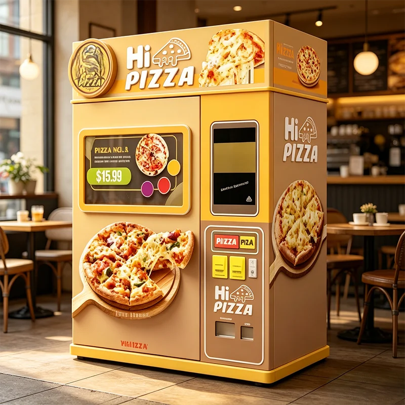 Automatic Pizza Vending Machine with 3 Layer Glass Insulation Heat Retention Oven 1