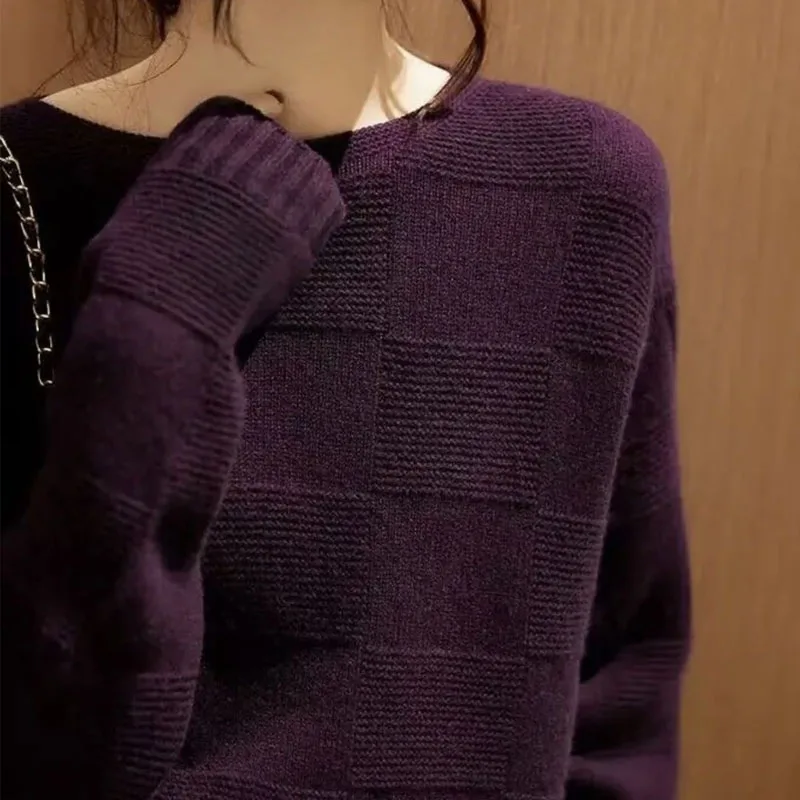 Nuova moda primaverile e autunnale edizione coreana tinta unita girocollo Top sciolto e Versatile stile giovanile che riduce il maglione da donna 3