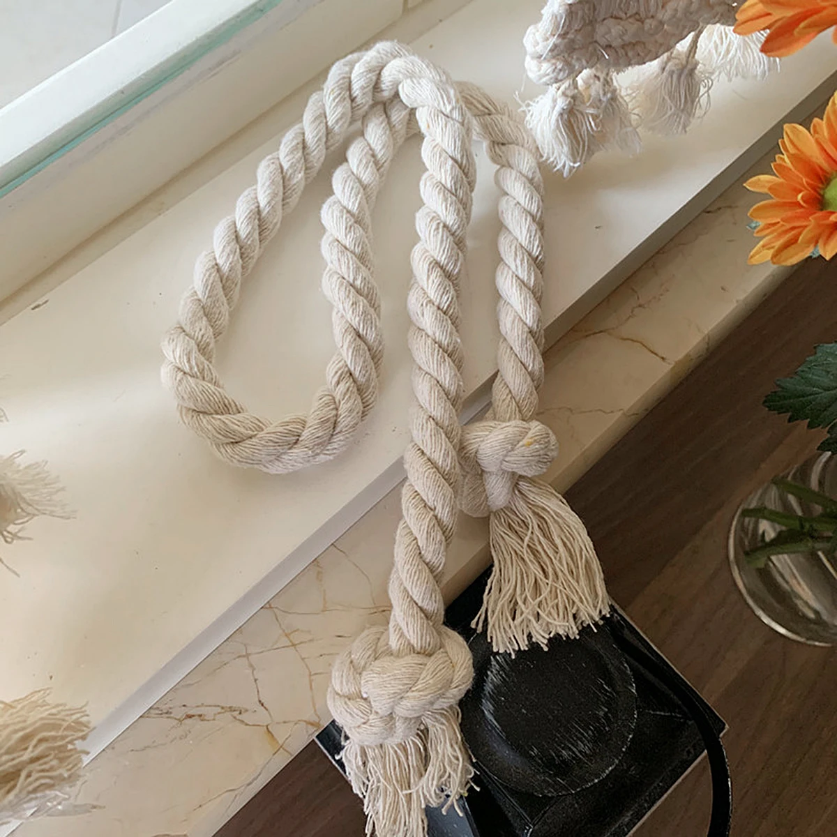 Modern Pure Curtain TieBack Decorative Curtain HoldBack Rope Convenient Curtains TieBack Beige Curtain Holder Clips 2 PCS 1Set