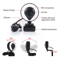 HD 13MP1080P 2K 4K Webcam PC Laptop Auto Focus Webcam Live Streaming Flexible with Microphone Live Broadcast withLight 3840x2160 1