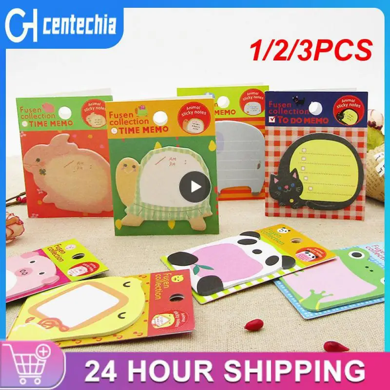

1/2/3PCS Sticker Cute Kawaii Animal Sticky Notes Notepad Memo Pads Office School Supply Stationery Panda Cat Kitty Bookmark