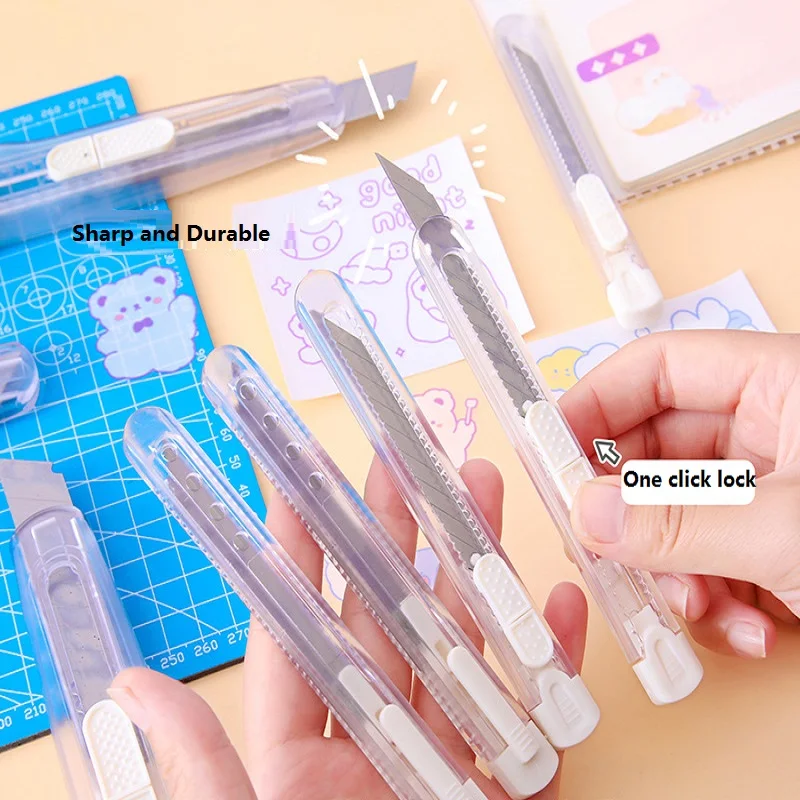 Art Knife 30 Degree Transparent Handmade Paper Cutter Knife 9mm Box Cutter Student Stationery Handmade Utility,utility knife,paper cutter,carving knife,metal carving knife,box cutter,cutting knife,art knife,paper cutting knife,box opener