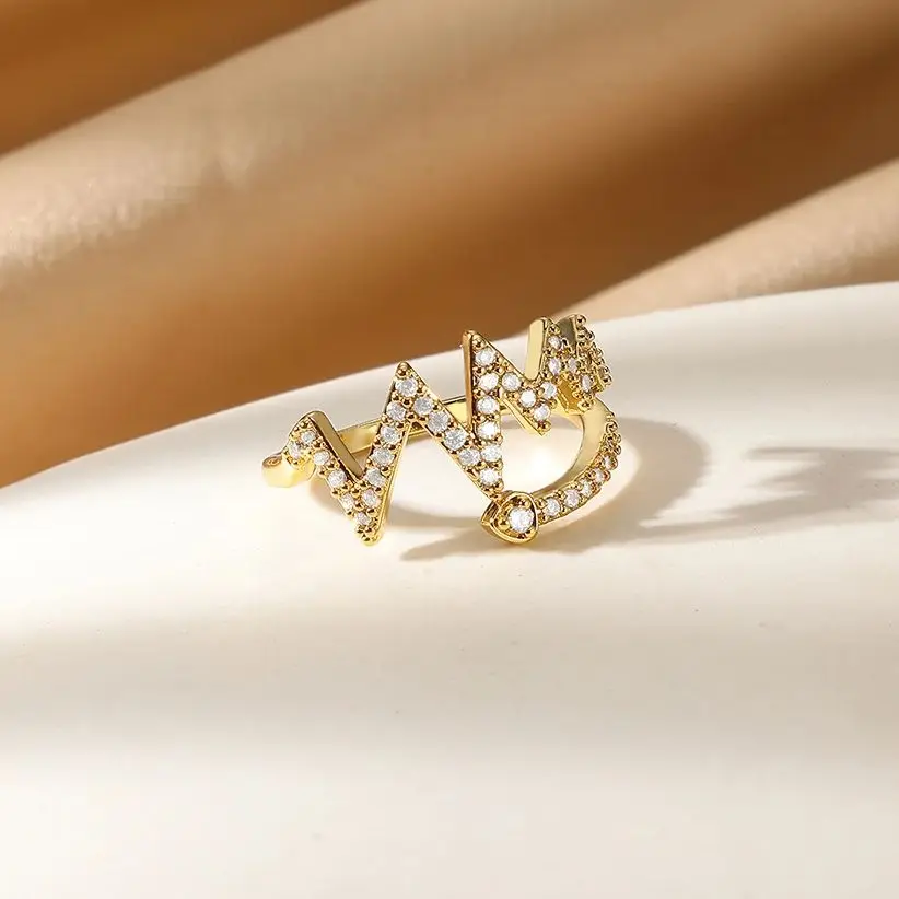 Fashion Zircon Lightning Ring For Women Gold Color