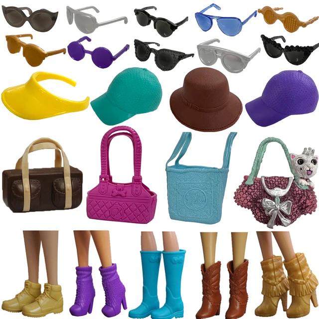 Mix Toy Sandals Glasses Bags For 1/6 Doll Fashion Sunglasses Shoes Handbag  Caps For Barbie