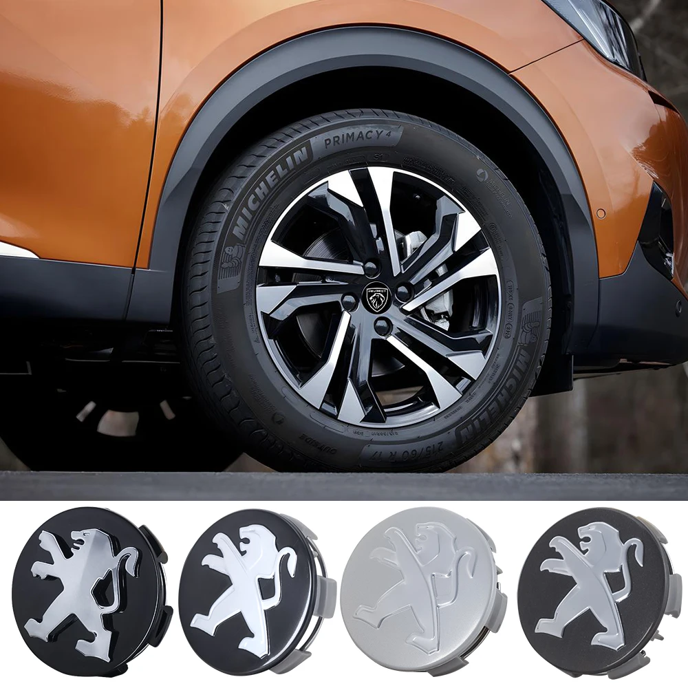 60mm Car Wheel Center Hub Caps Badge Covers Decor Accessories Tools For Peugeot 206 207 208 306 307 308 406 407 408 508 2008 4cs
