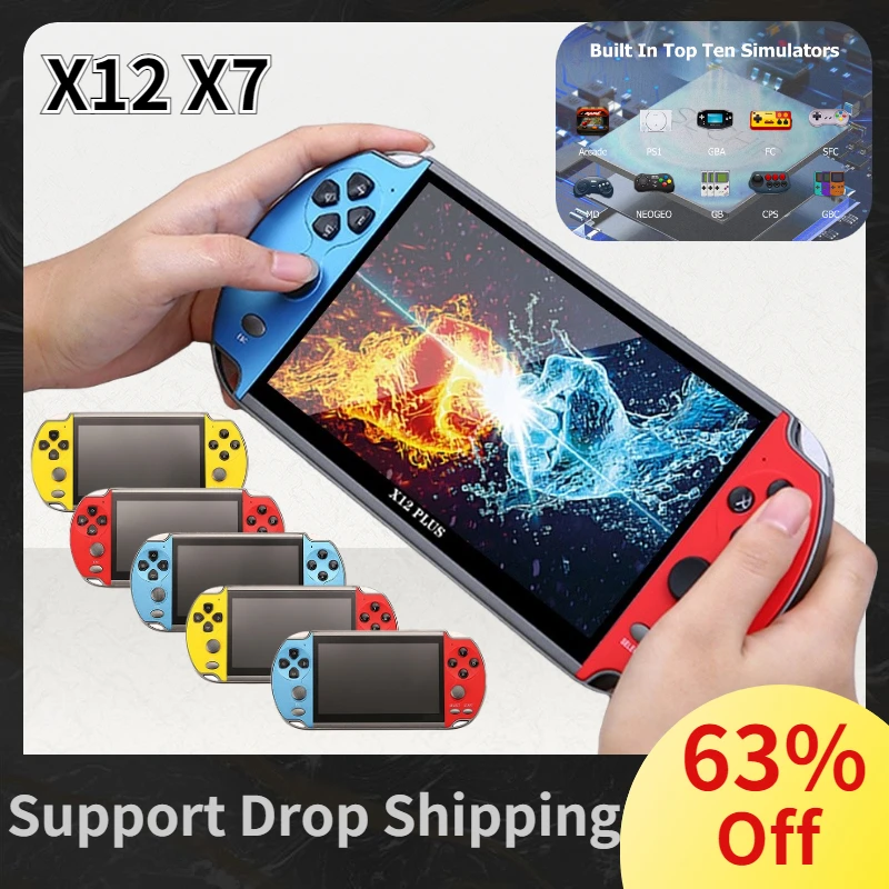 X12 7.1inch Pro Retro Handheld Video Game Console Ips Screen Builtin