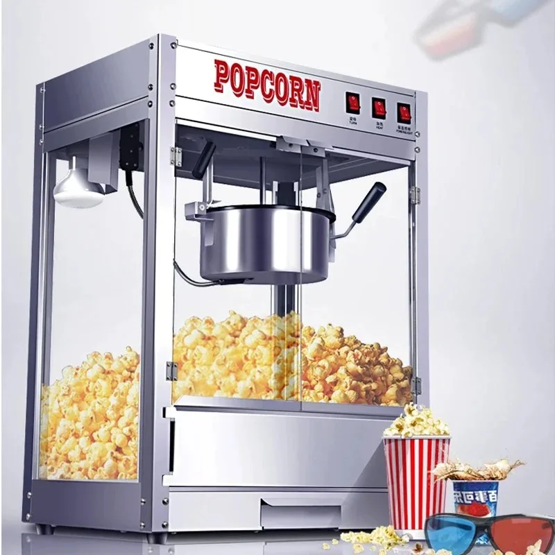 

Commercial Popcorn Maker Electric Puffed Rice Maker 220v Automatic Corn Popper Stainless Steel Professional Popcorn Machine