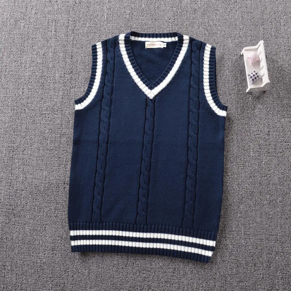 

Children Vest 2023 Spring Autumn School Uniform Kids Knitted Pullover Outerwear Coat For Boys Girls Plus Size S-4XL