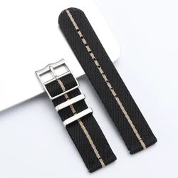 Nylon Woven Canvas Quick Release Watch Strap for Men - Military Sport Style, 20/22mm Adjustable Bracelet (A - Black)