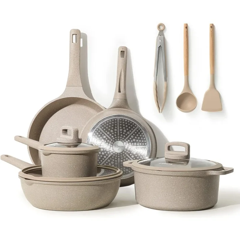 

CAROTE Pots and Pans Set Non Stick, 11Pcs Nonstick Kitchen Cookware Sets, Stackable Induction Cookware, Pot and Pan Set, Pans