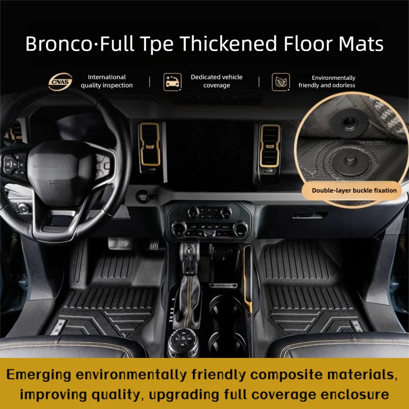 Weathertech Tapis de Sol Compatible avec Ford Bronco (Moquette) 2021-23 | Noir | 1er Rangée