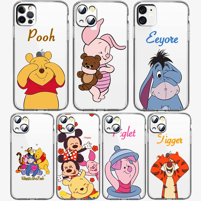 iphone 13 mini waterproof case Disney Winnie Pooh Cute Phone Case for Apple iPhone 14 13 12 11 Pro Max X XR XS 8 7 6 Transparent Silicone Shell Cover Fundas iphone 13 mini case