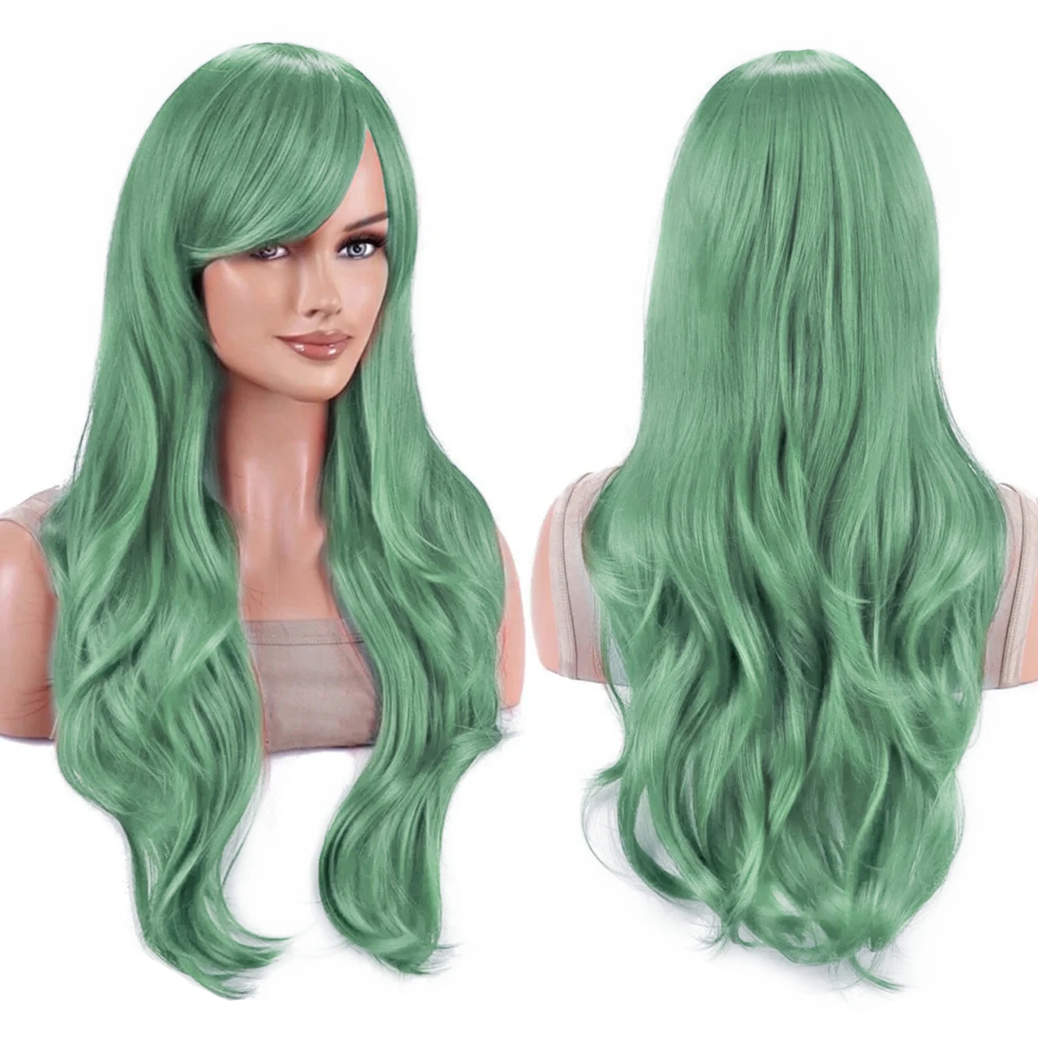Vibrant 70cm Water Wave Cosplay Wig with Bangs