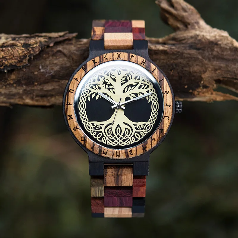 BOBO BIRD Men Watches Viking Warriors Collection Valknut Handmade Wooden Watch Custom Logo Dropshippping one piece pirate warriors 3 gold edition