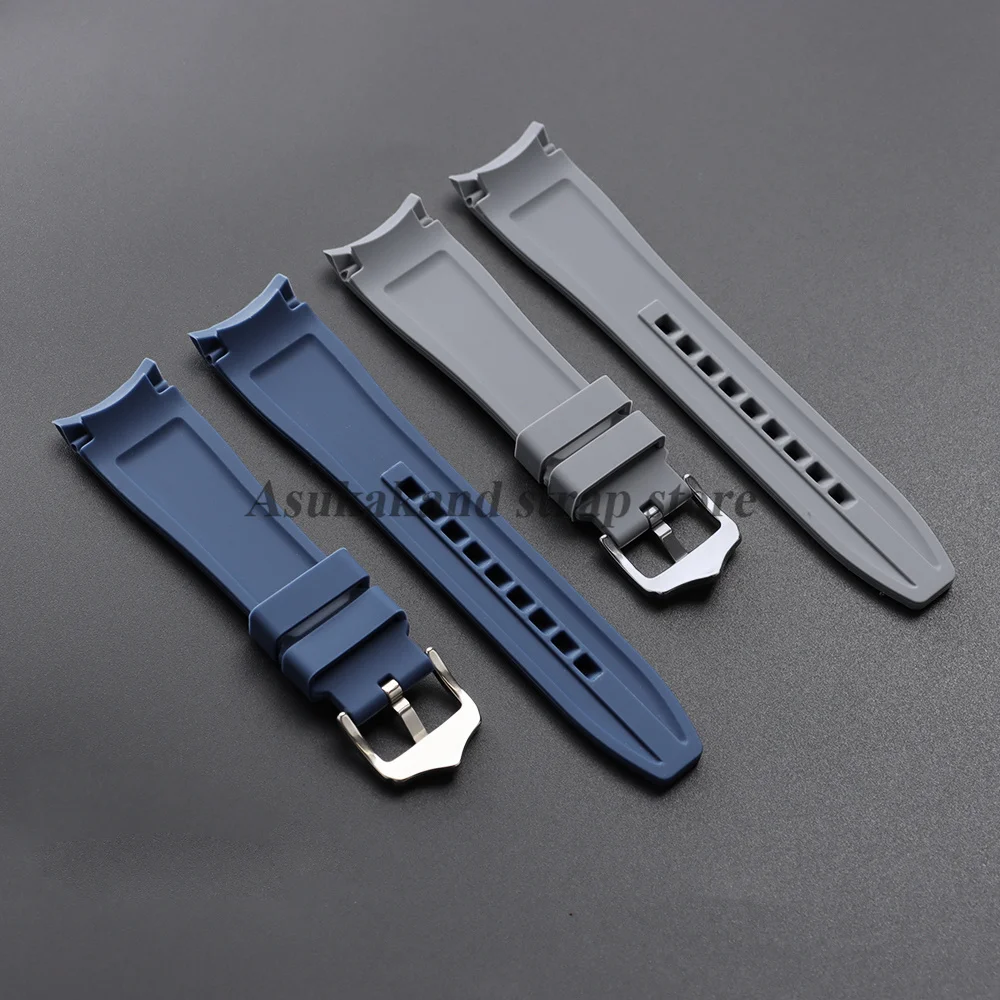 Universal Waterproof Curved-End Silicone Watch Band - Rubber Strap for Men and Women, Sports Design, 20mm & 22mm