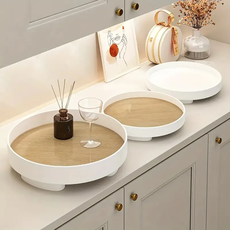 Wooden Desktop Decorative Tray Perfume Fragrance Display Stand Key Cosmetics Storage Rack for Bathroom Home Kitchen Organizer 3