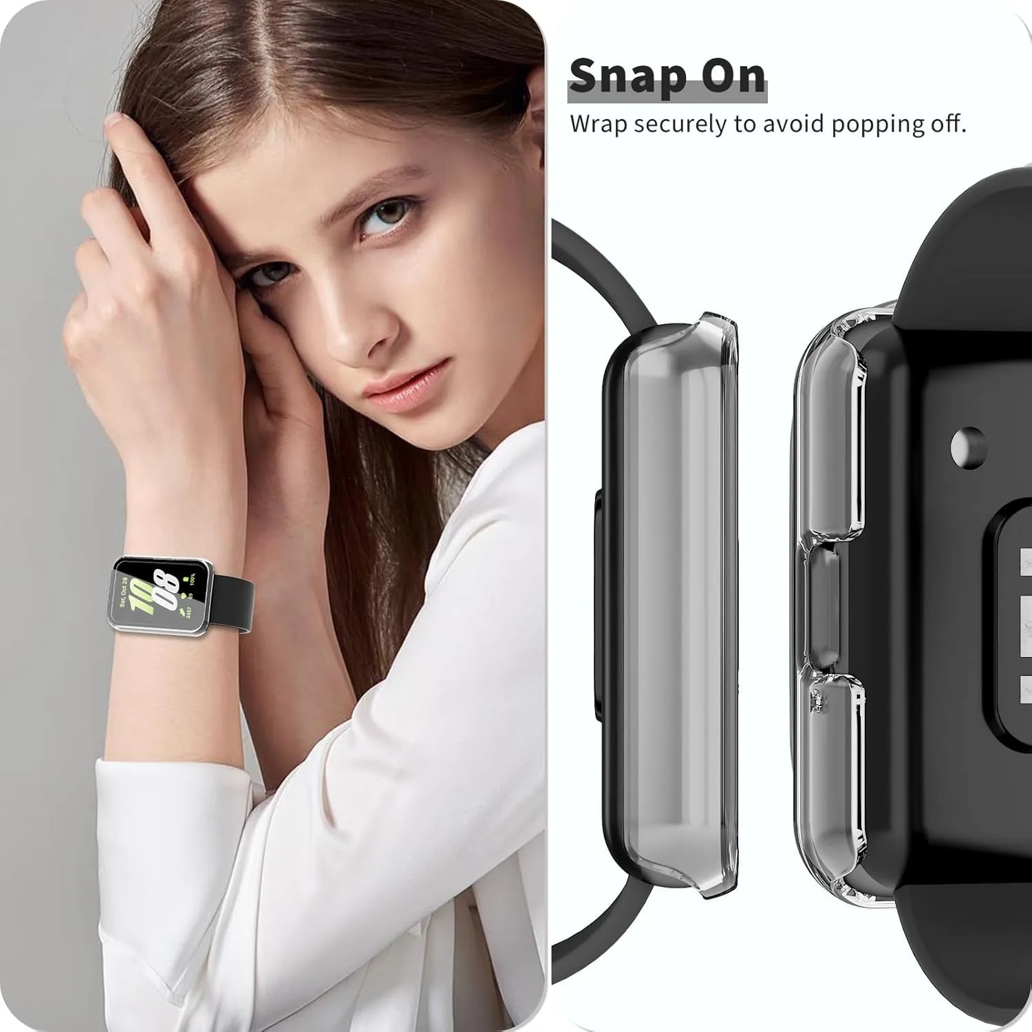 Full-Coverage Tempered Glass Watch Case with Durable Hard PC Frame - Drop-Proof Protection