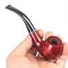 solid wood tobacco pipe Handmade 14.5cm Length Classic Bent Wooden Smoking Pipe With Carve Pattern smoking Tobacco Dry Herb Pipe 5