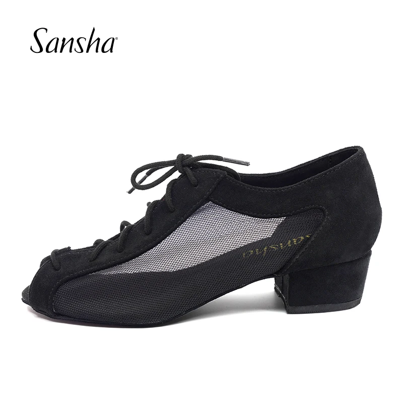 Sansha New Women Latin Dance Shoes 3.5CM Height Heel Black Salsa Tango Dancing Shoes For Girls Ladies BR132127MF
