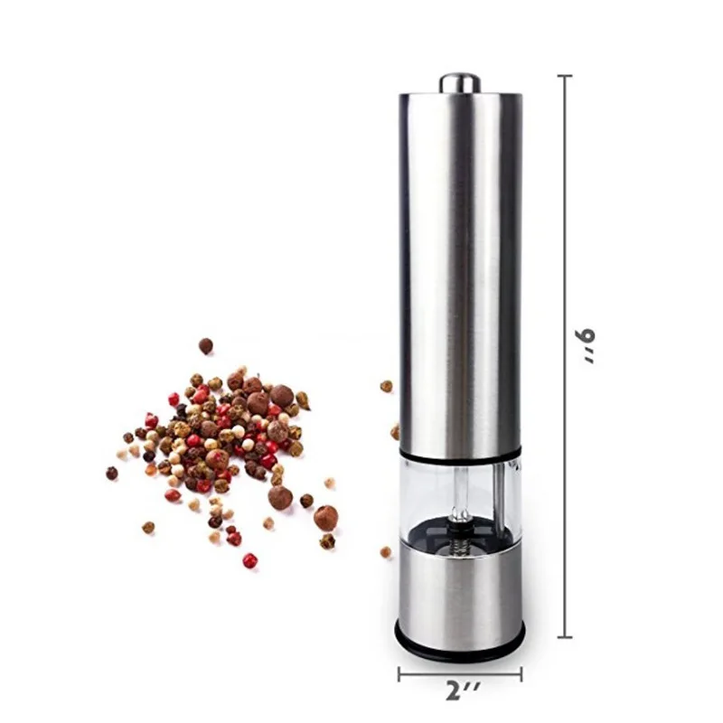 Electric Salt and Pepper Grinder - Single Battery Operated Stainless Steel  Salt or Pepper Mill with Adjustable Ceramic Grinder - AliExpress