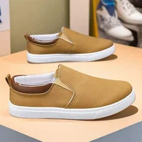 Large Size Men's Casual Canvas Shoes Korean Style Versatile Sports Sneakers Trendy Flat Bottom Ankle Covering Rubber Soled
