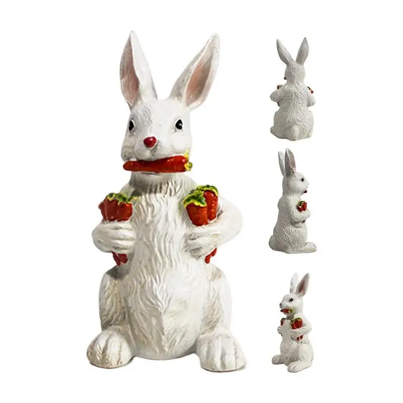 

Rabbit Figurines Resin Rabbit And Carrot Statue Easter Decorations Family Bunny Figurines Sitting Bunny For Home Farmhouse