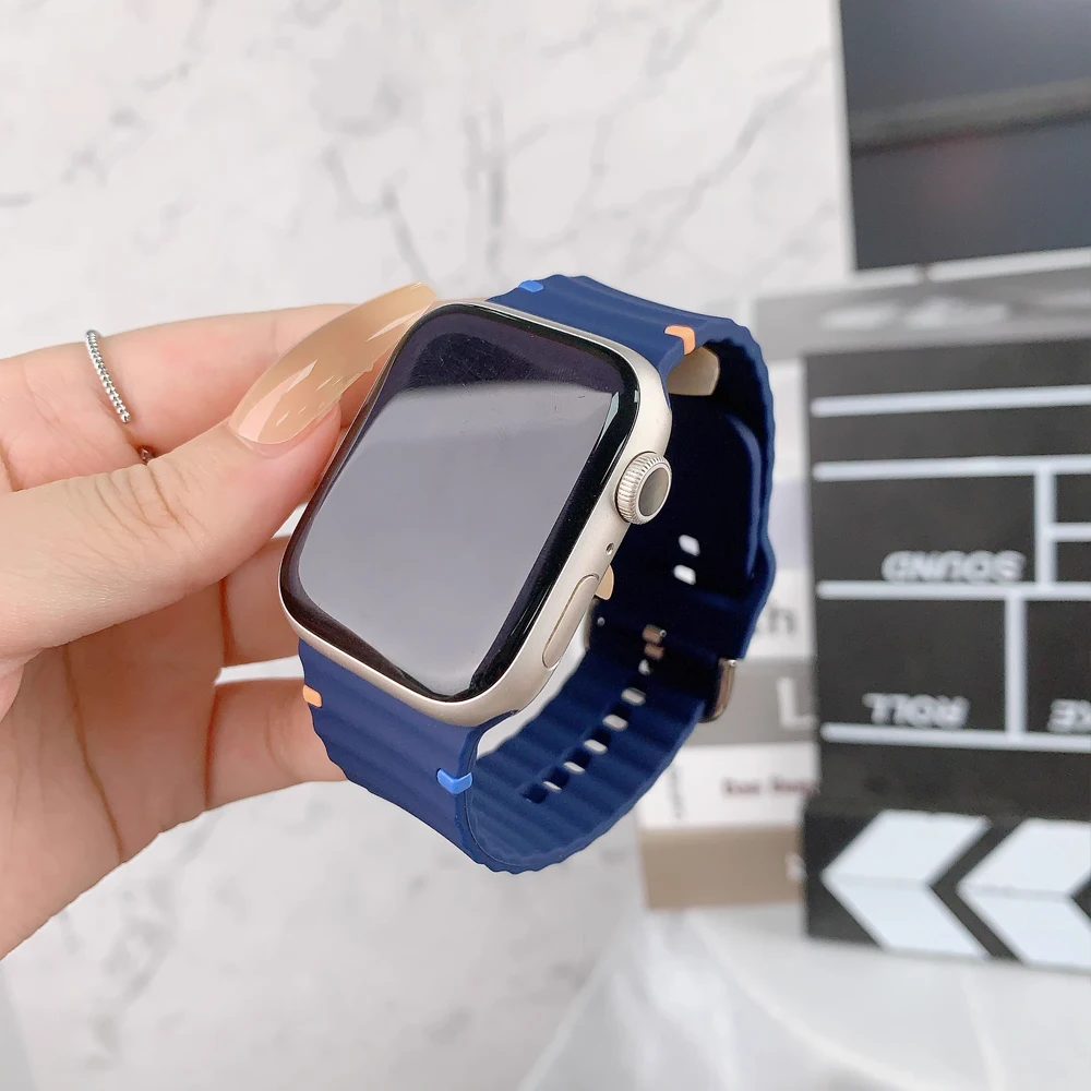 Silikonarmband für Apple Watch 11 Band 46 mm 42 mm 49 mm 45 mm 44 mm 40 41 mm Correa-Armbandgürtel iWatch-Serie 10 9 8 6 7 5 SE Ultra – Detail 12