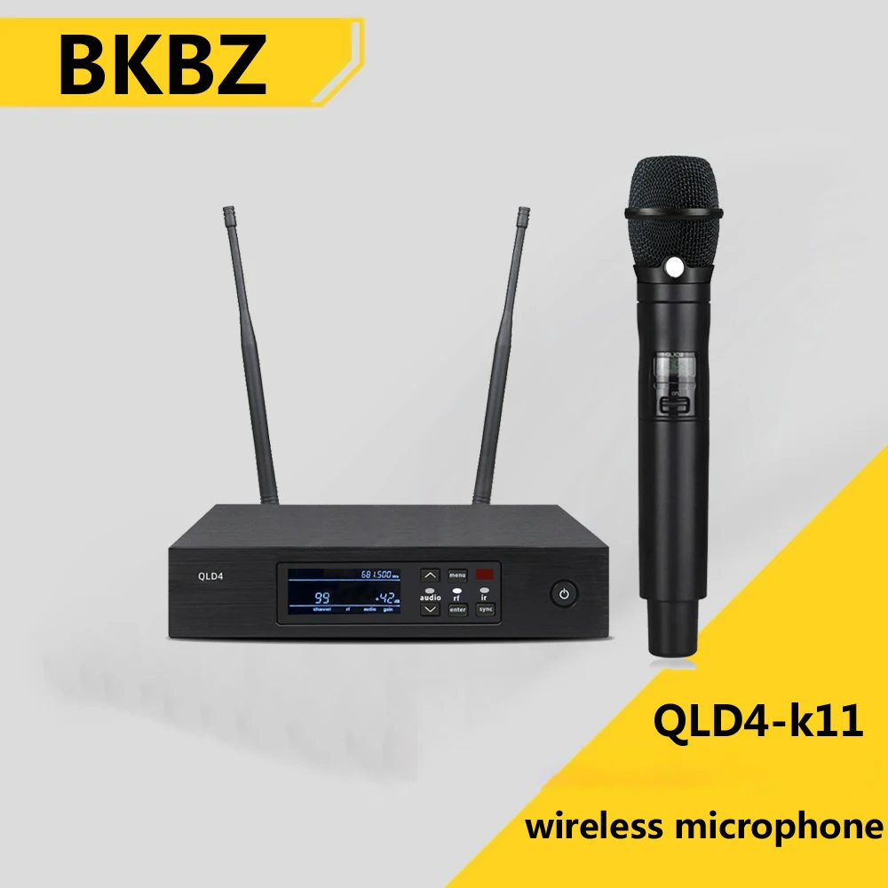 

BKBZ QLD4 K11 Fullset UHF True Diversity Wireless Microphone System for Karaoke Stage Performances Mic Wireless Professionn