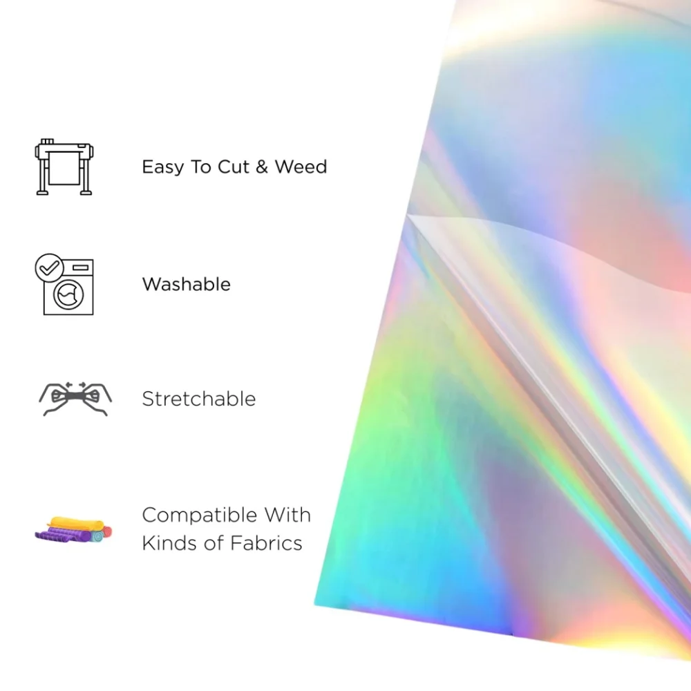Holographic HTV Heat Transfer Vinyl 1 Roll Cricut T-Shirts DIY Design Silhouette Heat Press Machine