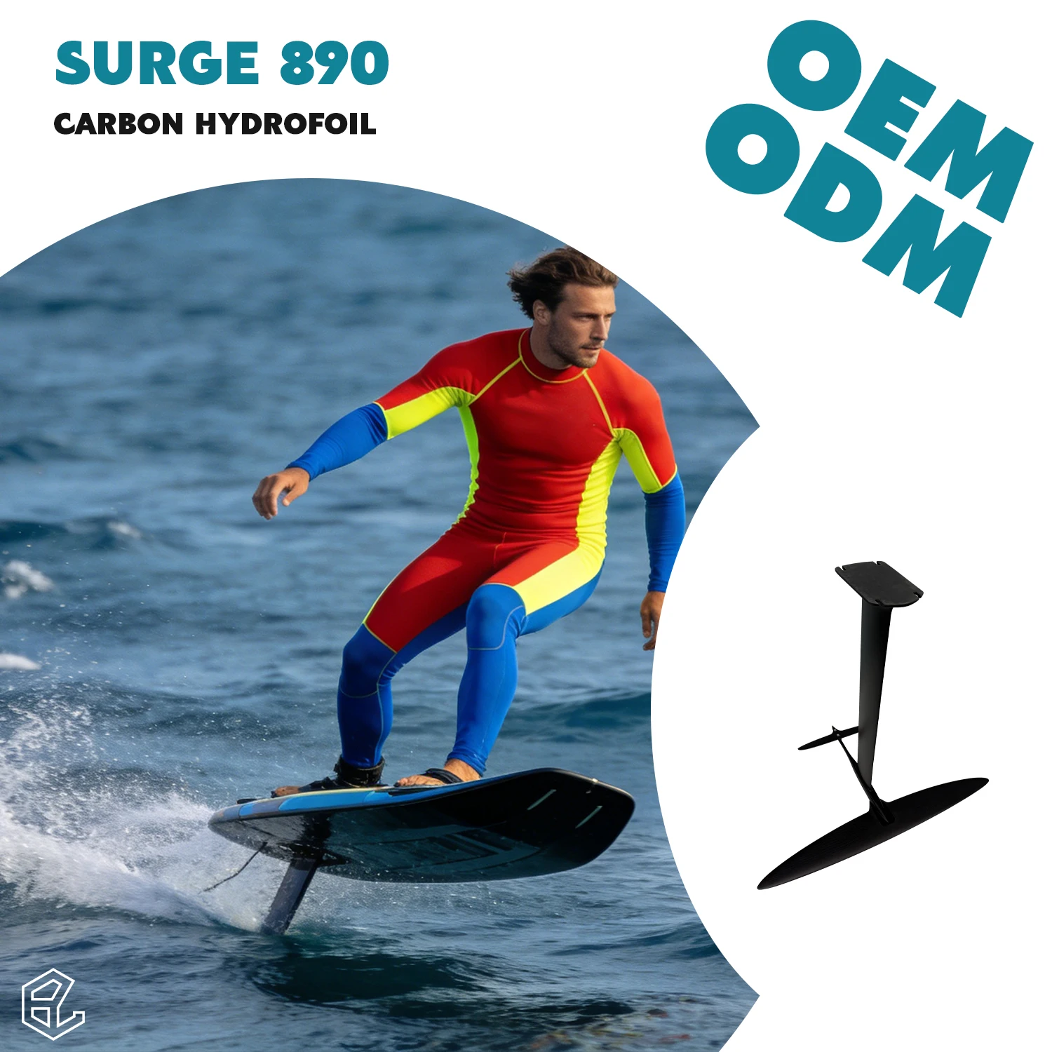 Vendita Diretta dal Produttore Originale: Ala Anteriore SURGE 890 con Hydrofoil in Fibra di Carbonio da 835 cm² Adatta per Surf/SUP/Wing Foiling - immagine 5