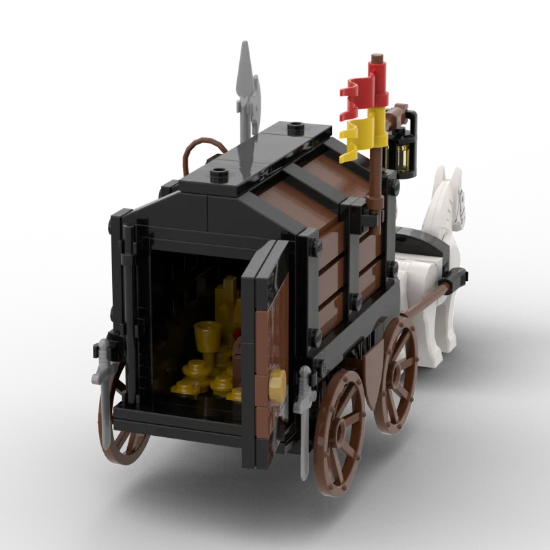 MOC-119636 사자 기사 중세 성 모델, 말 술꾼 소녀 블록 왜건, 남아용 선물, DIY 조립 건설 장난감