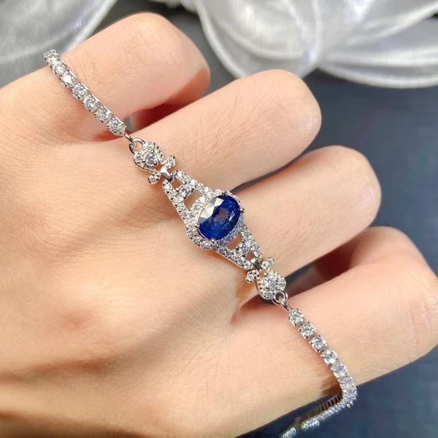 Blue Lab-Created Sapphire Bracelet Oval-cut Sterling Silver | Kay