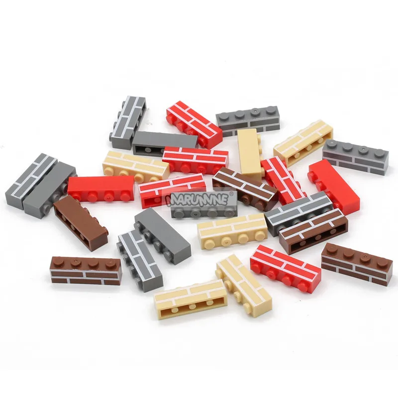 Marumine 30PCS 1x4 Build Brick House Wall Bulk Building Blocks MOC City Street View Parts Accessories Compatible with 15533 3010 2