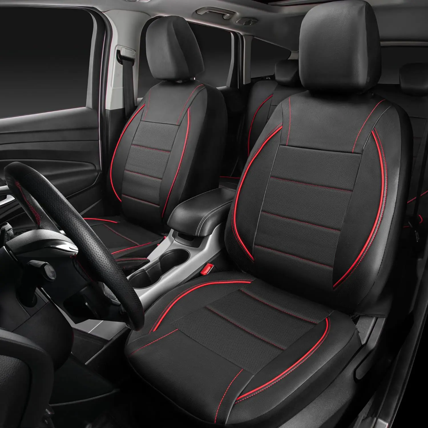 Red Leather Car Seat Covers 4