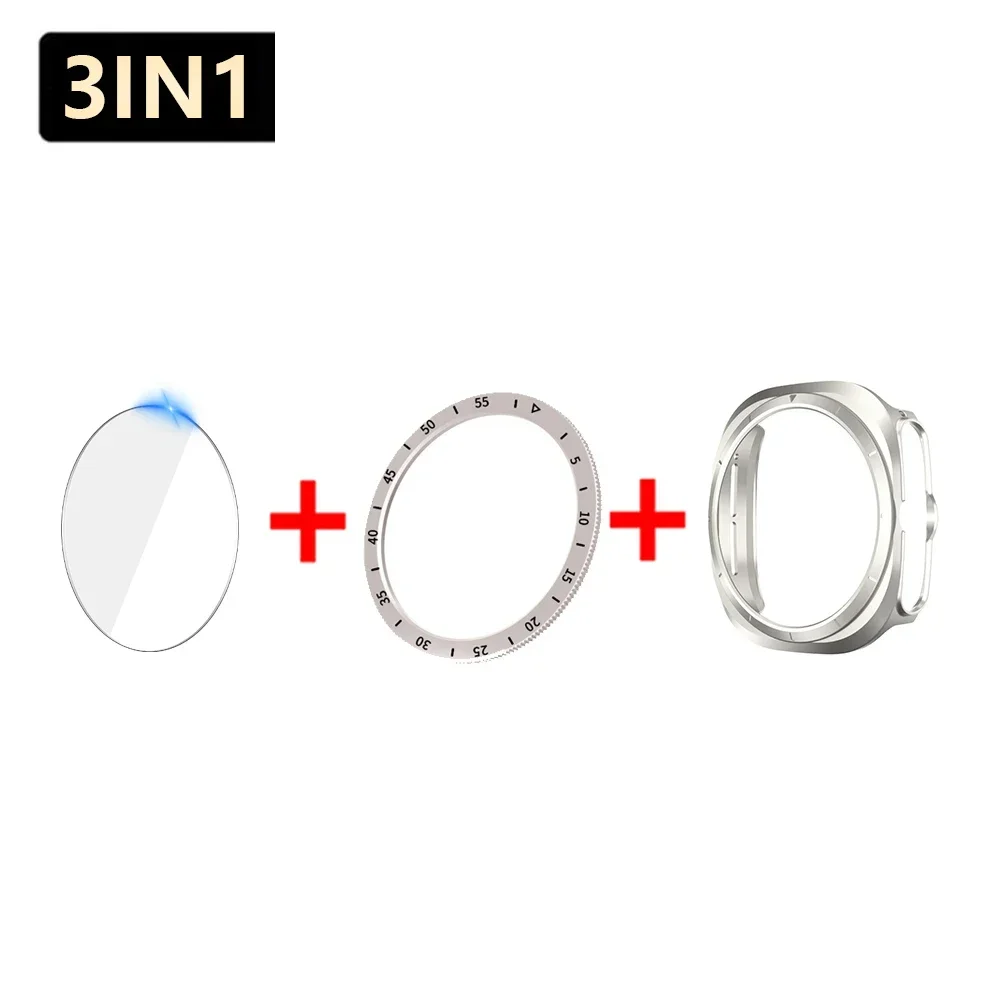 Premium 3-in-1 Tempered Glass Screen Protector with Hard PC Case & Bezel Ring Cover